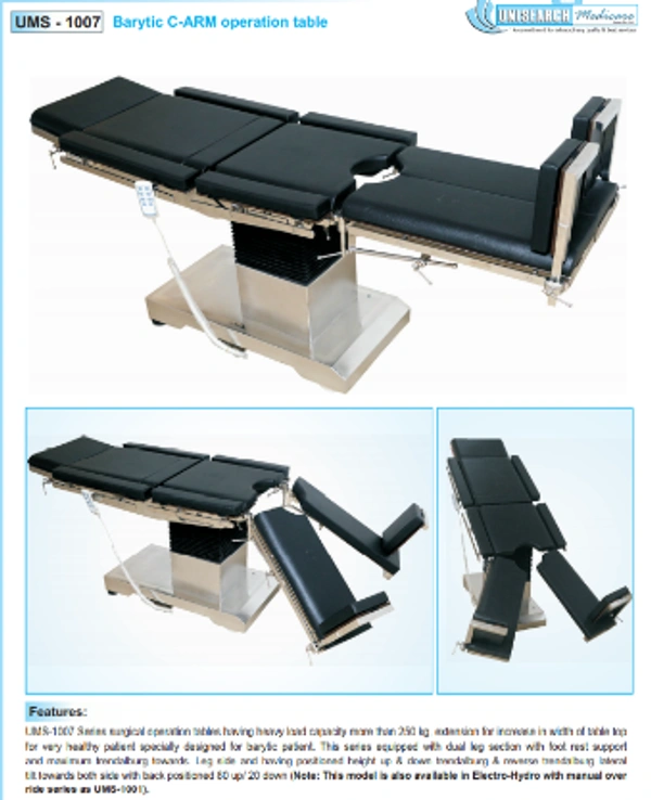 Unisearch Medicare Barytic C-arm Operation Table